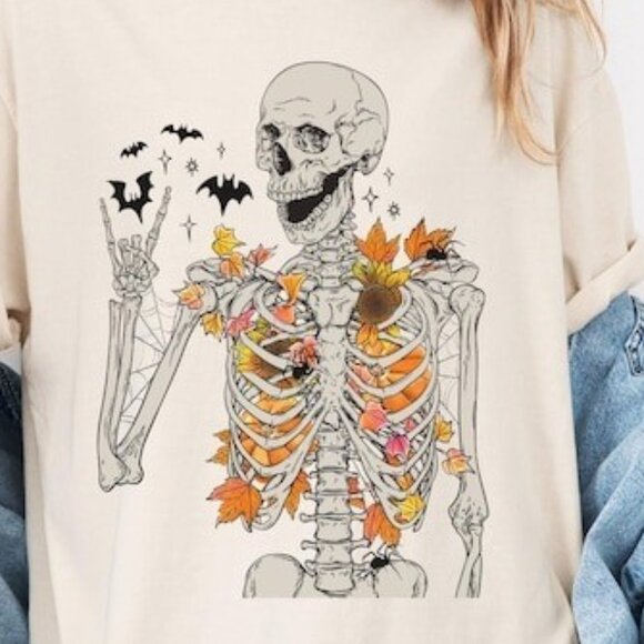 Skeleton Halloween Shirt, Retro Halloween Women's Shirt - Picture 3 of 3